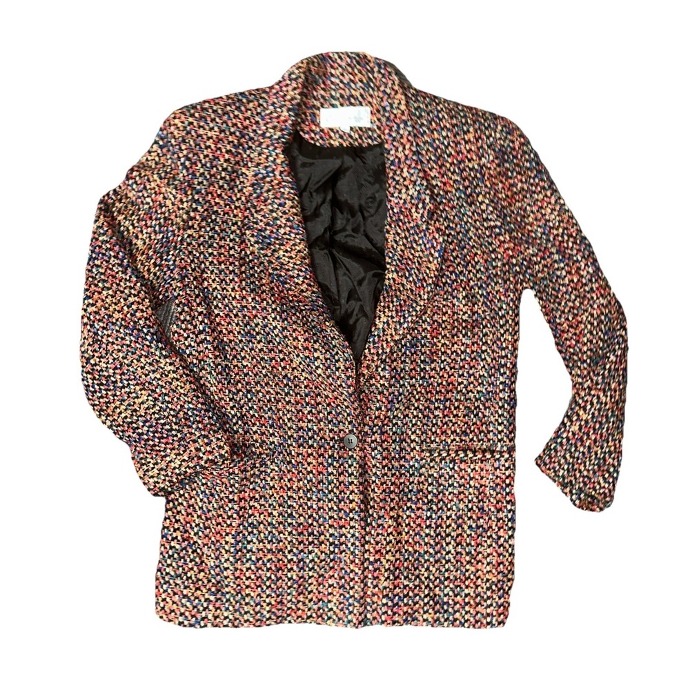 Earl Rutenberg Small Little French Silk Tweed‎ Boucle Blazer Jacket Y2K 90s VTG